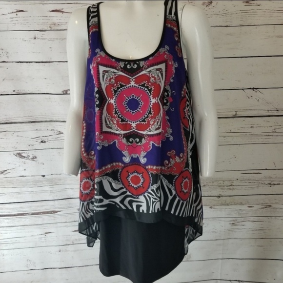 SLNY slinky Layered TANK DRESS SIZE 10 - Picture 1 of 8